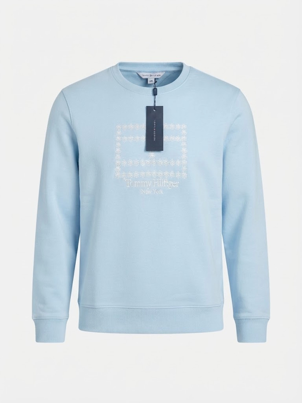 NWT Tommy Hilfiger Women's Breezy Blue Embroidered Logo Crewneck Sweatshirt M
